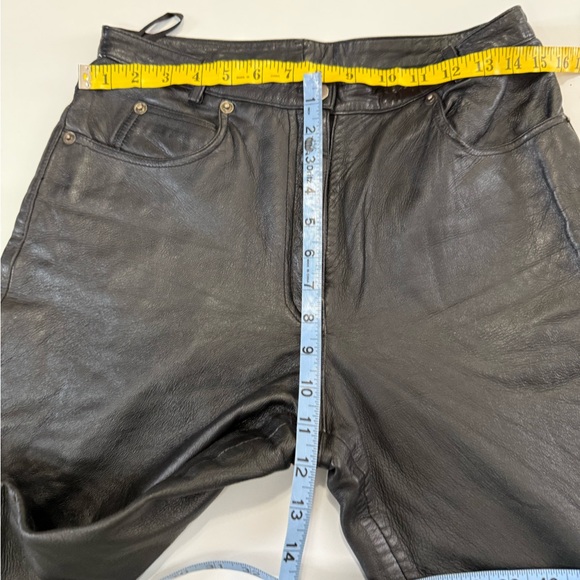 First genuine leather Black bootcut Leather Pants in size 10 - Picture 9 of 12
